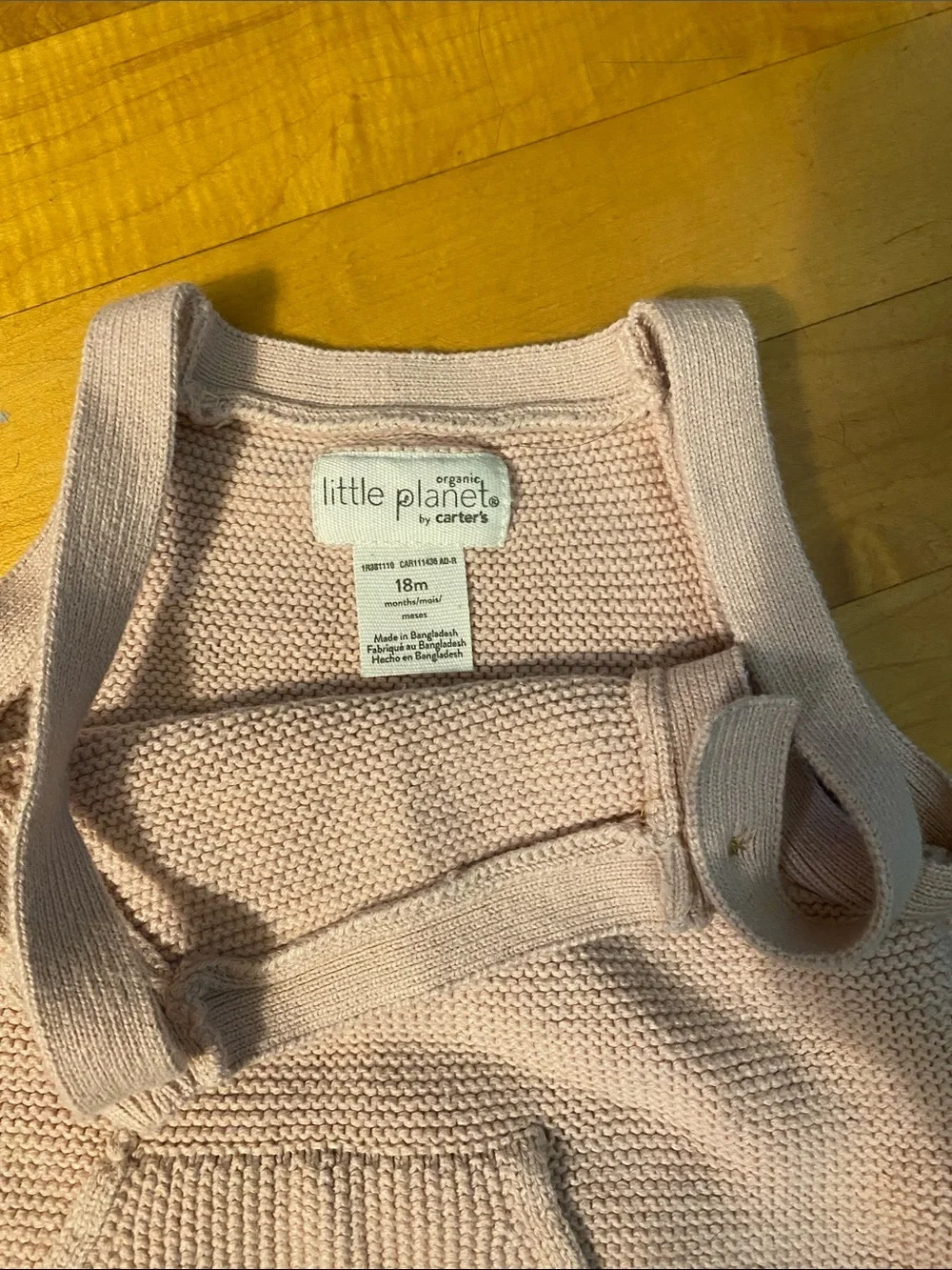 Little planet Carter's organic cotton knit light pink mauve overalls 18 mo